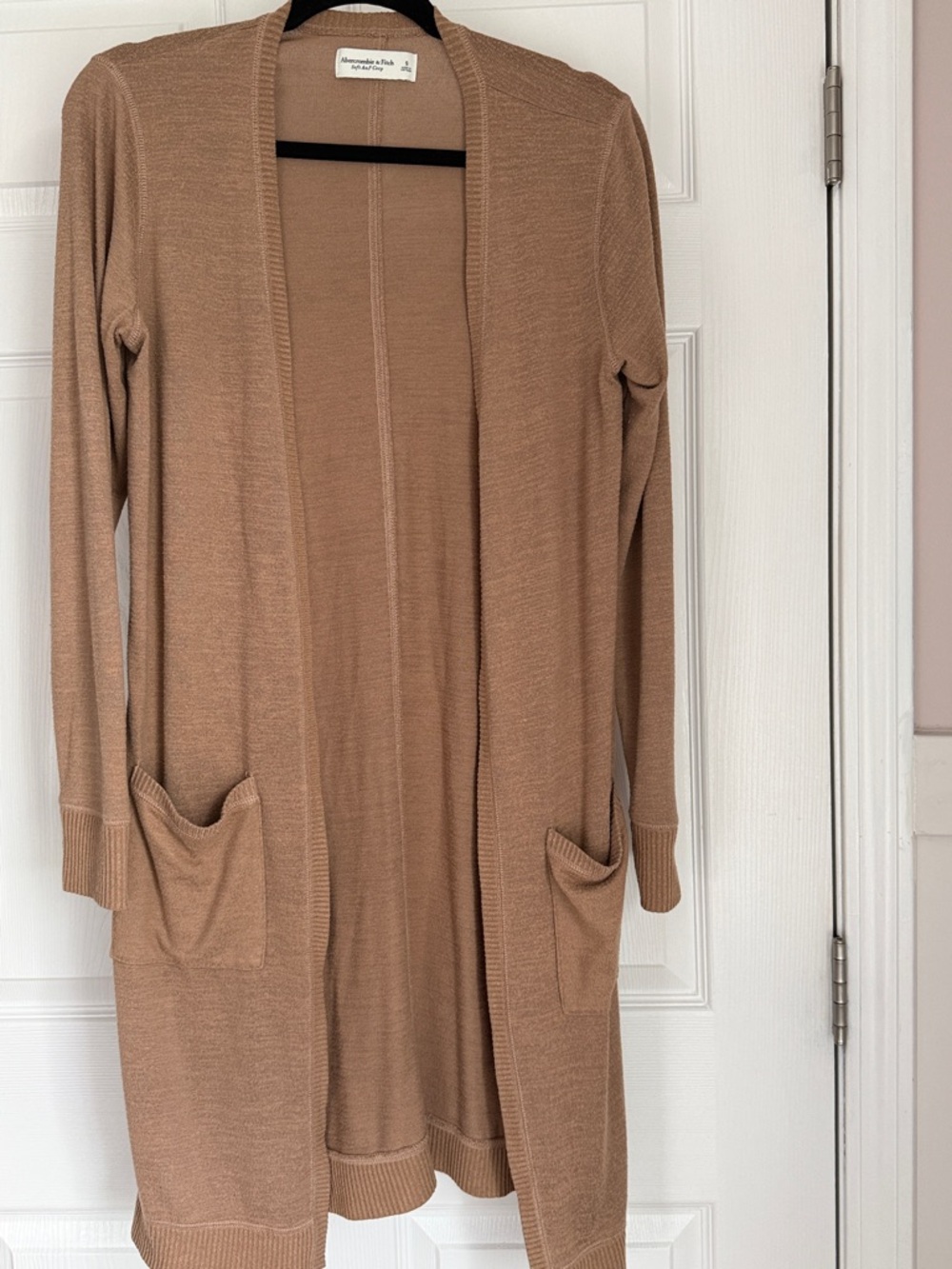 Abercrombie & Fitch Long Open-Front Cardigan - Camel/Tan